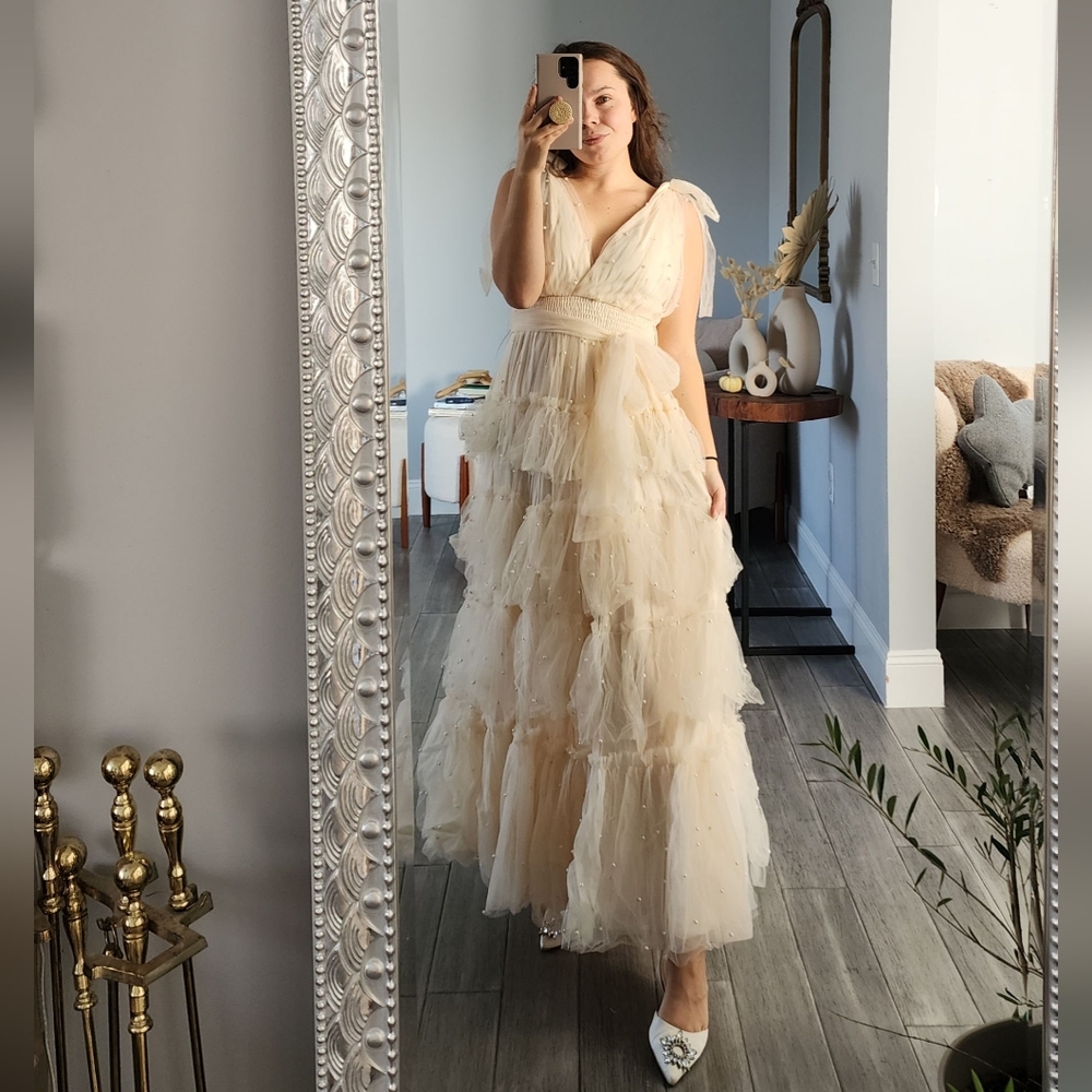 Ivorie Kai Clair Pearl Tulle Dress